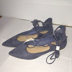 Lace- Up Dusty Light Blue Flats